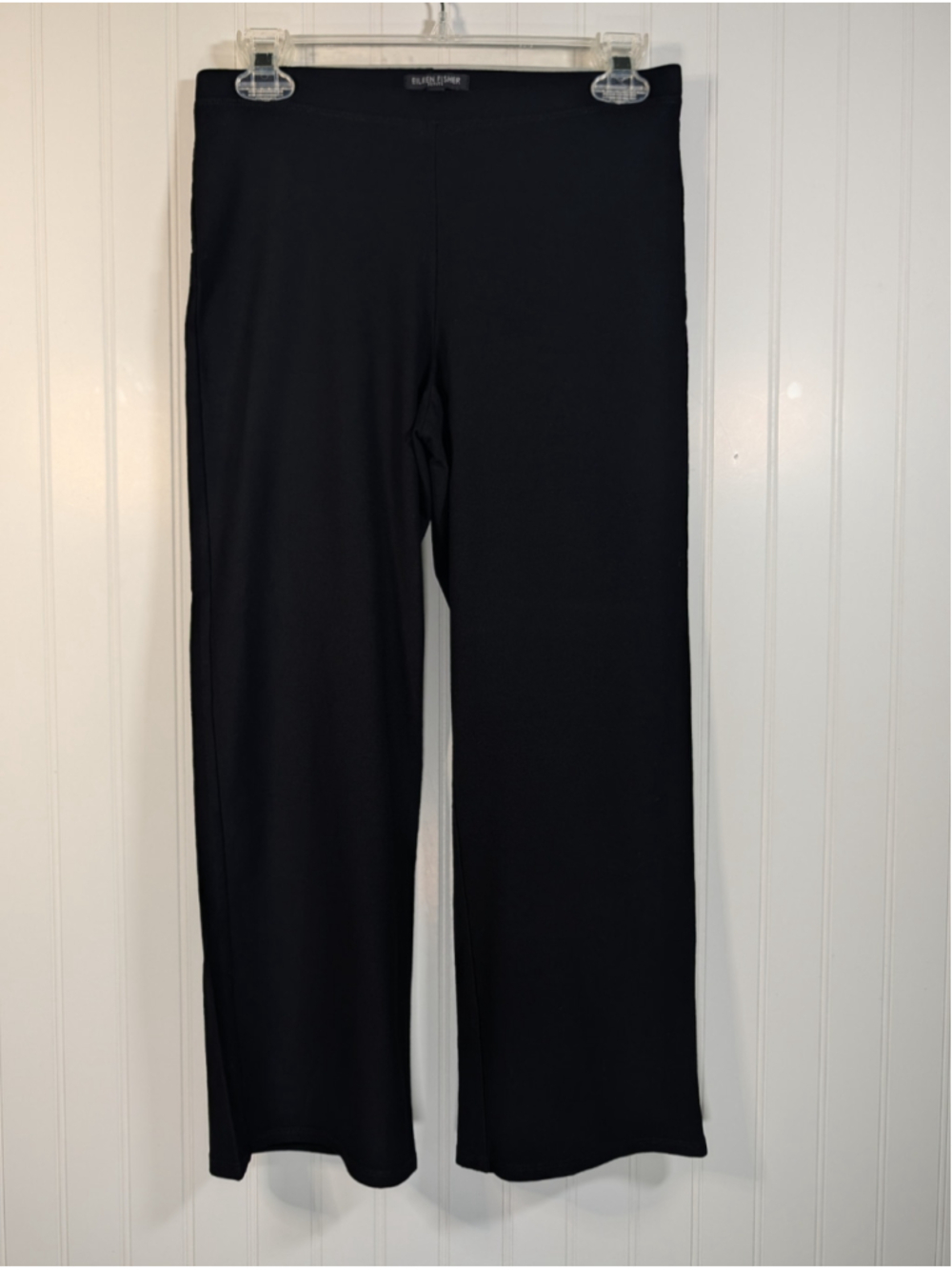 Eileen Fisher Black Washable Stretch Crepe Pants - Petite PP Pull-On Slim Crop